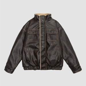 Retro Neutral Lamb Fur Loose Leather Jacket